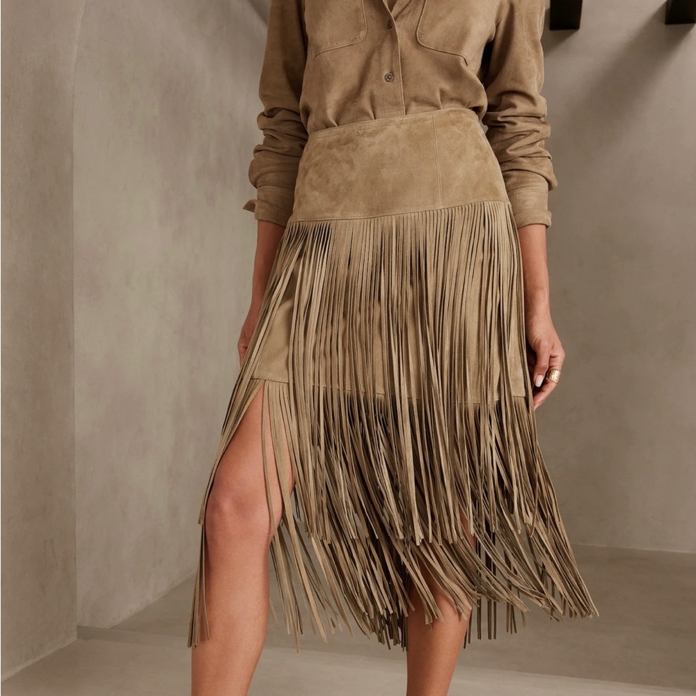 Banana Republic Women's Sevilla Suede Fringe Skirt